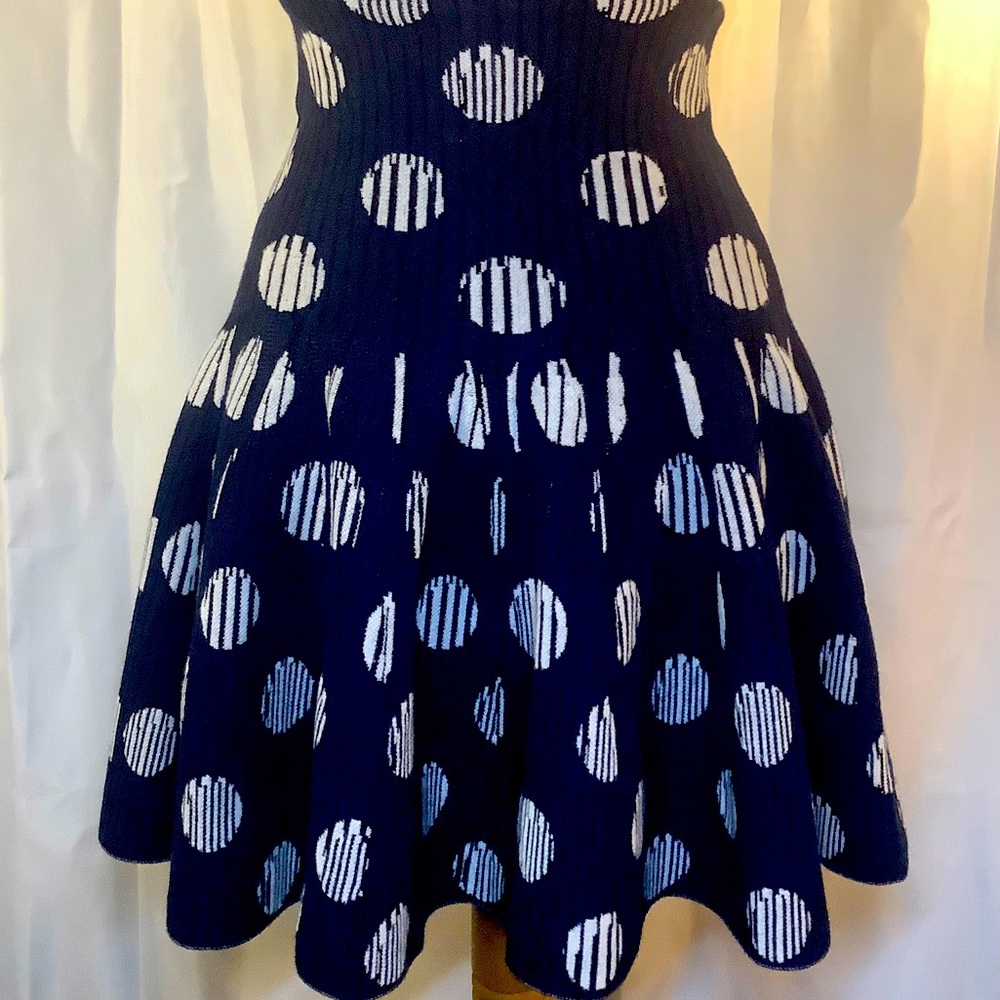 Kenzo Polka Dot Jacquard Navy Black White Skirt S